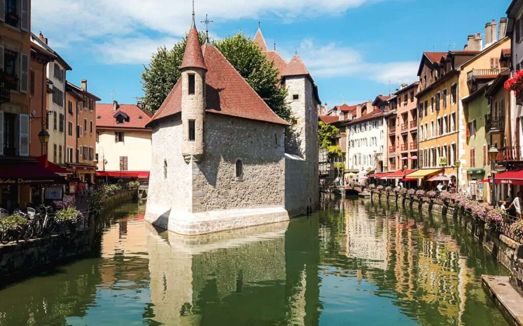The Palais de l'Île on its island in the Thiou canal in Annecy's old town